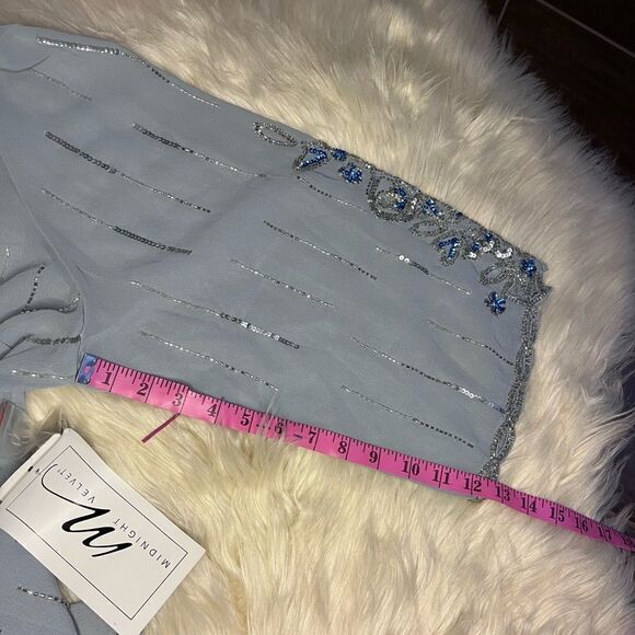 Midnight velvet powder blue sequin open blouse sz 3X - Picture 8 of 9